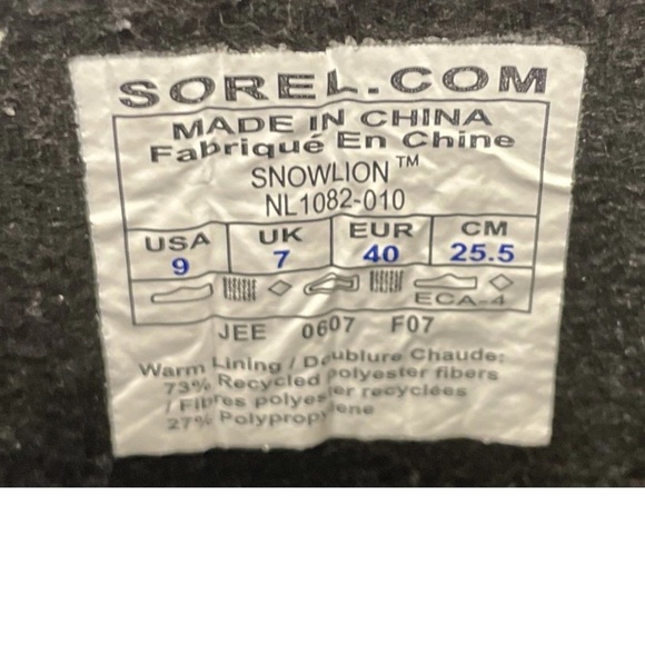 Sorel Black Insulated Snow Boots size 9 - Picture 6 of 7